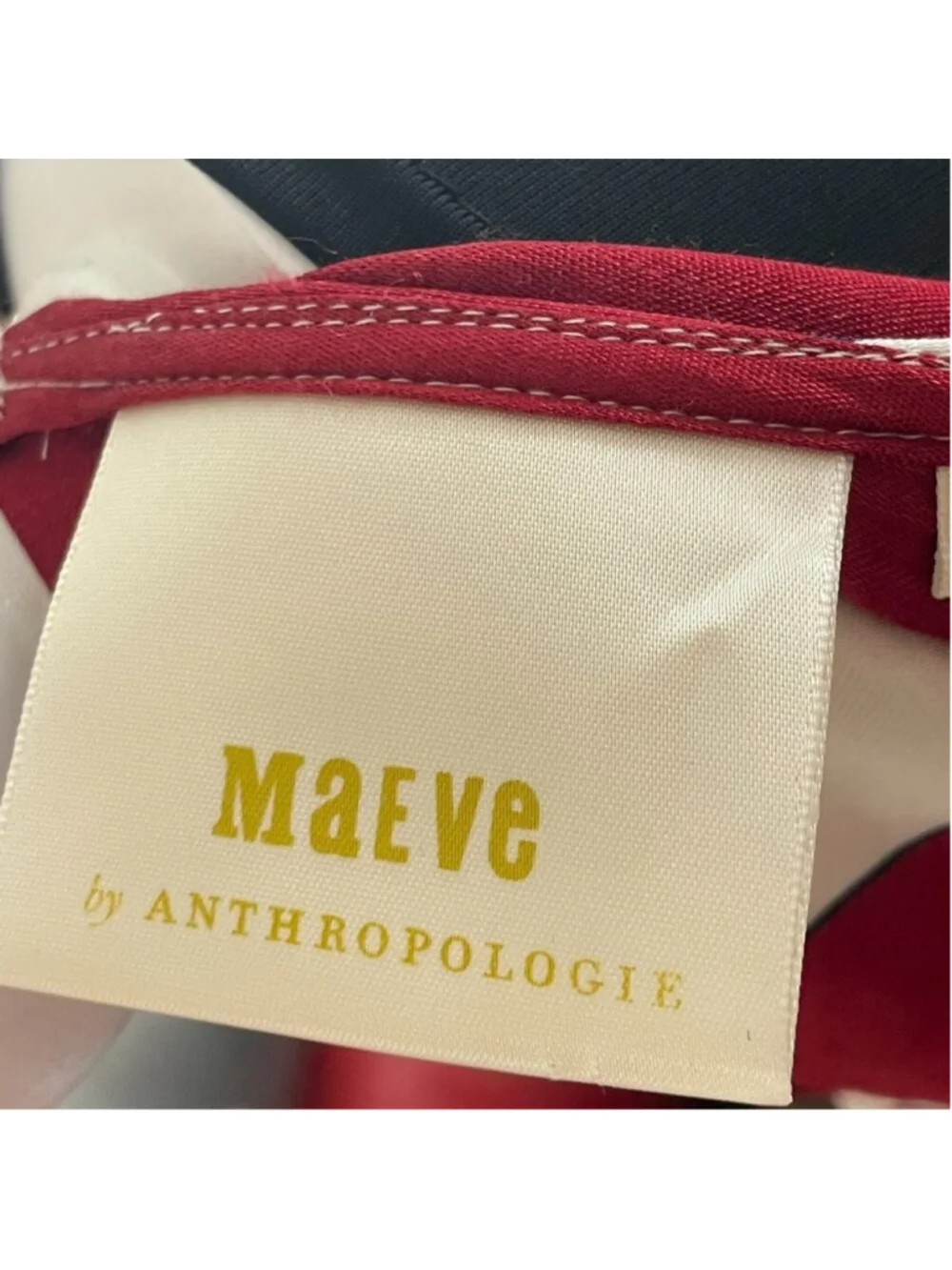 Anthropologie Maeve Maria Red & White Striped Satin Blouse Size 0